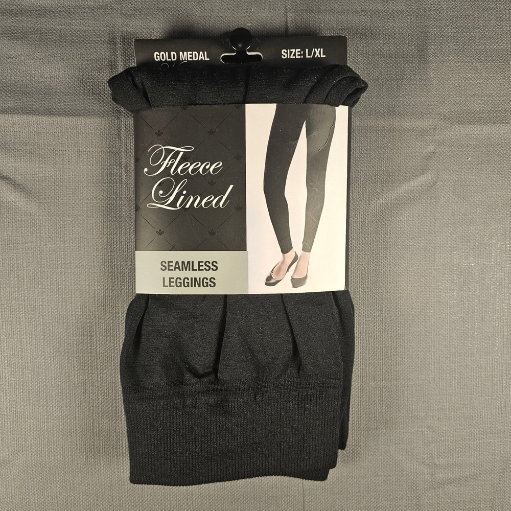 Gold Medal Womens Fleece‎ Lined Seamless Leggings Black L/XL 362SL-SL